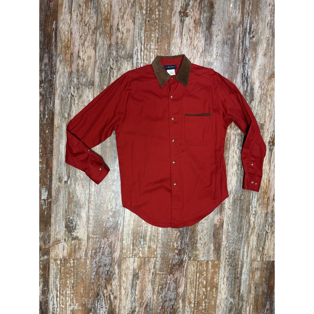 Vintage Breeches Button Up Western Shirt Women's Size 6 Red Leather Collar USA